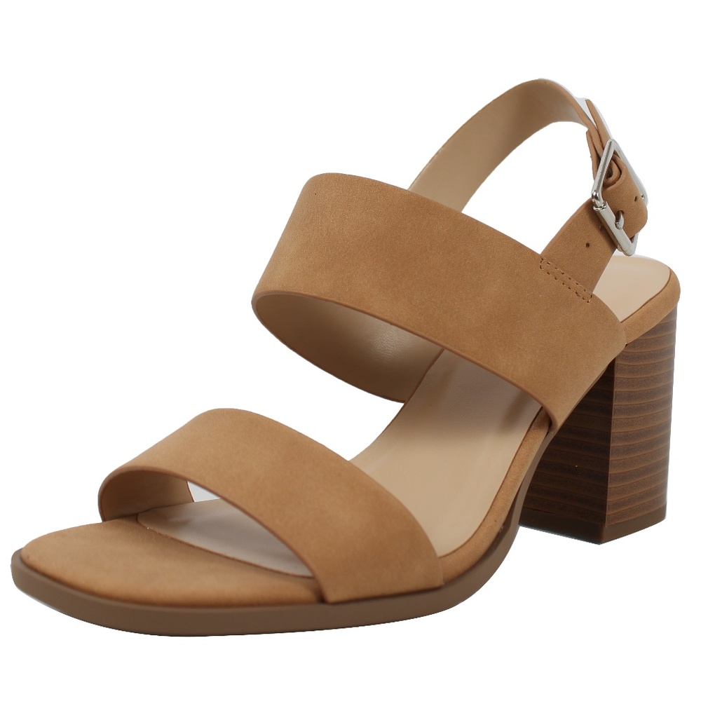 Size 10 Coffee Open Toe Slingback Dress Stacked - Picture 2 of 6